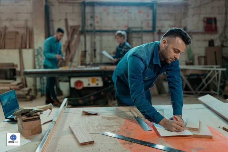 un homme écrivant sur un morceau de papier - Comment organiser un petit atelier avec des établis peu encombrants