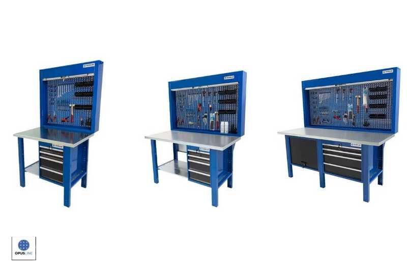 3 établis différents, chacun avec des caractéristiques importantes pour votre atelier, des tiroirs au plateau, en passant par la planche à outils avec crochets inclus. Quelle est la charge maximale supportée par un établi