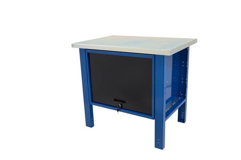 établi de travail avec étagère à porte basculante